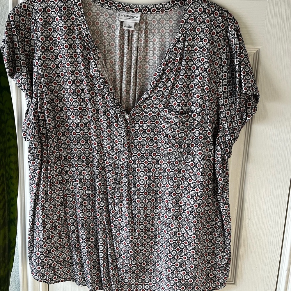 Red white blue print - plus size top